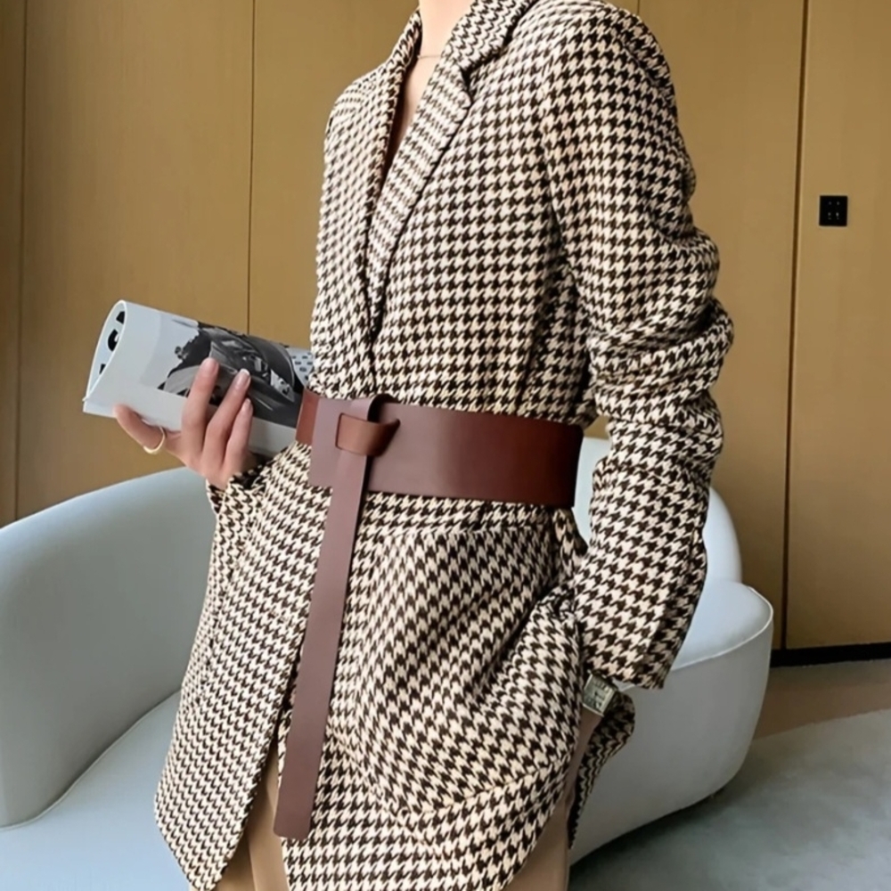 Houndstooth Patterned Women's Jacket with Belt NWT - image 1